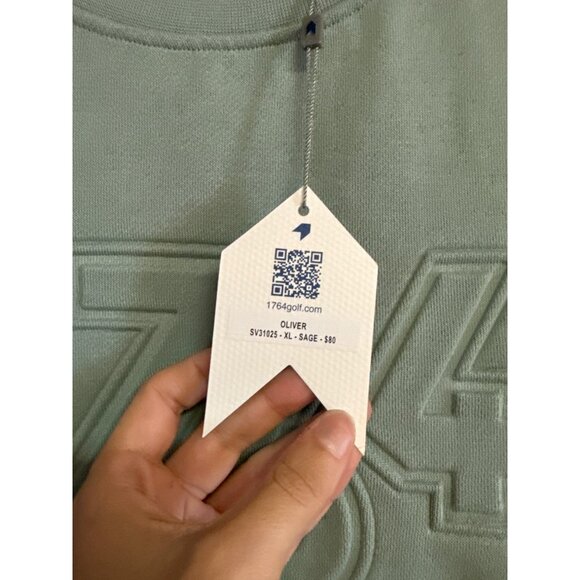 1764 Signature Oliver Sweatshirt XL Sage Green Crewneck Embroidered Logo - Picture 5 of 8